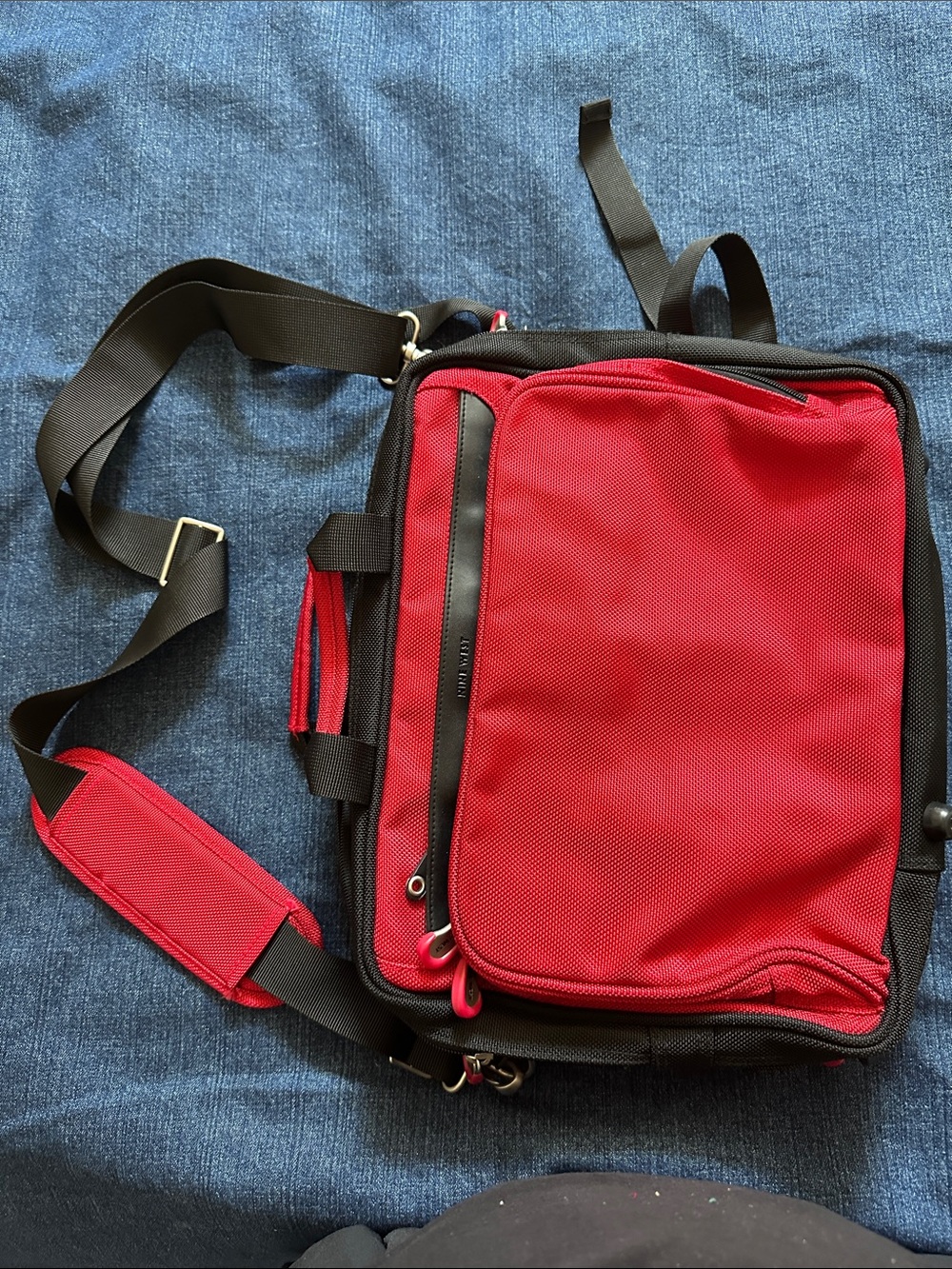 Nine West Red Messenger Bag with Black Trim